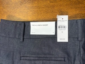 NWT!!! Ann Taylor Factory Women's Chino Shorts Grey Size 12 , 4.5" Inseam - Picture 1 of 6