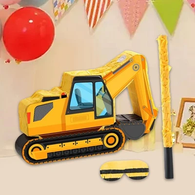 Excavator Piñata Birthday Events Boys Girls Entertainment Kids Paper Pinata - Image 1 of 4