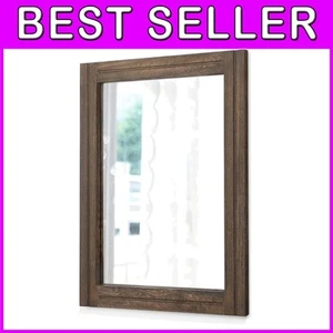 Large Rustic Wood Mirror 20" x 16" – Decorative Wall Hanging for Farmhouse Style - Picture 1 of 9