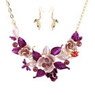 Crystal Jewelry Set Flower Leaf Necklace Earrings Bridal Necklace Earring Set