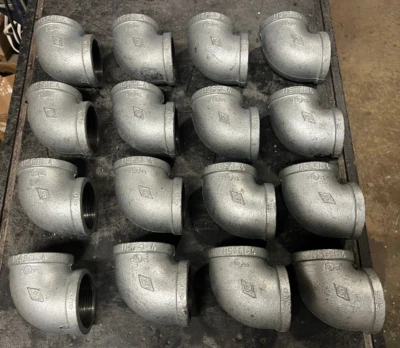 Qty 16  Threaded Galvanized 2 in. 90-degree elbow NSF 61-4 New - Image 1 of 4