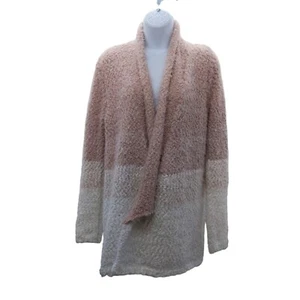 Signature Studio Women's Pink & white cardigan soft eyelash open front size L - Picture 1 of 7