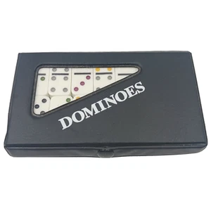 Pressman Mini Dominoes Travel Games To Go Compact Size Vinyl Case 1994 Vintage - Picture 1 of 6