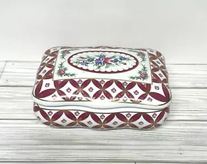 Vintage Porcelain Floral Dresser Box Gilded Jewelry Box Limited Edition 2003 - Picture 1 of 8