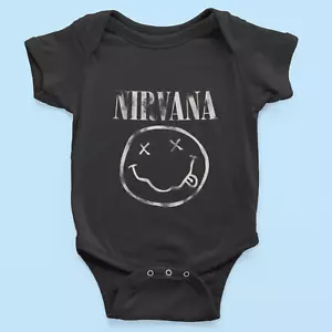 Bio Baumwolle Babystrampler Nirvana Smaily face kurt cobain musik - Bild 1 von 4