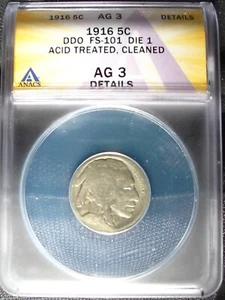 ANACS Certified 1916/16 DDO BUFFALO NICKEL Double-Die Obverse UTRA RARE ERROR!! - Picture 1 of 7