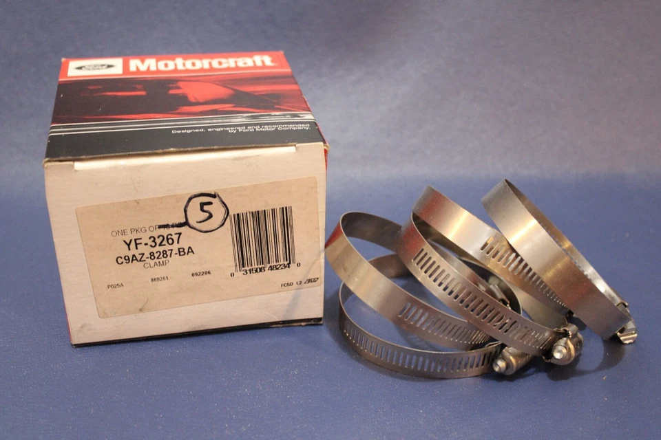 Caja de 5 abrazaderas de manguera nuevas genuinas Motorcraft YF-3267 / Ford C9AZ-8287-BA Foto 1 de 1