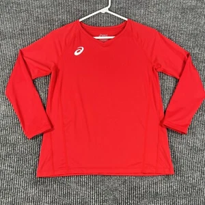 Asics Shirt Youth Girls Size Large Red Long Sleeve Activewear Lightweight Run - Picture 1 of 12