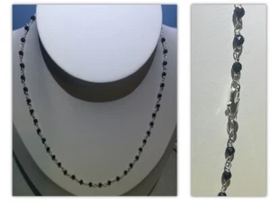 Collana girocollo spinello nero 3 mm argento montata "a rosario" 40 cm - Foto 1 di 1