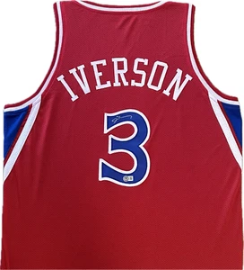 Allen Iverson Signed Autographed Red/Blue Jersey Beckett - Picture 1 of 3