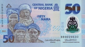 Nigeria Polymer Note 50 Naira 2021. Banknote Nigerianer unzirkuliert. Fifty Naira - Bild 1 von 2