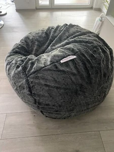 Sitzsack PUSHBAG grau BAG500 Kunstfell Fellimitat Fell Flokati XXL wie neu - Bild 1 von 2