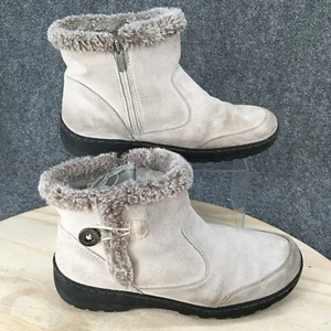 Khombu Boots Womens 10 M Iris Western Shearling Booties 1527296 Gray Leather  - Picture 1 of 11