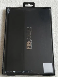 For iPad MINI 4 X-Level FIBCOLOR Ultra Slim Full Cover Flip Case / Stand BLACK - Picture 1 of 10