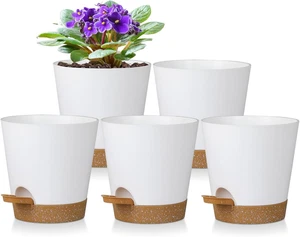 5 Pack 5 Inch Self-Watering Pots, African Violets Planter with Drainage Holes... - Picture 1 of 1