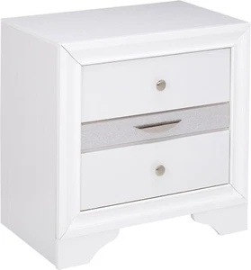 Acme Naima Square Wood 3-Drawers Bedroom Nightstand in White - Picture 1 of 5