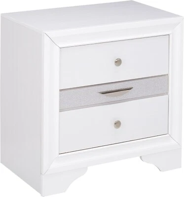 Acme Naima Square Wood 3-Drawers Bedroom Nightstand in White - Image 1 of 4