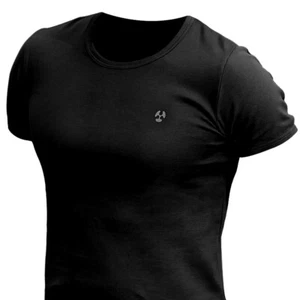 T-Shirt Tactical Short Sleeve Slim Round Neck Cotton Top Tee Airsoft Military BK - Picture 1 of 12