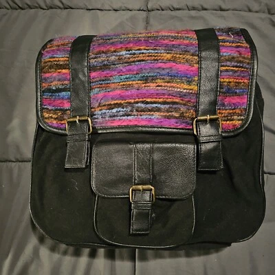Mossimo Black Square Pink Multicolor Yard Textured Small Backpack Purse Handbag - Image 1 of 4
