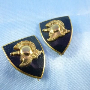 Vintage Roman Helmet On Black Enamel Shield Pin Brooch Lot of 2 Gold-Tones - Picture 1 of 7