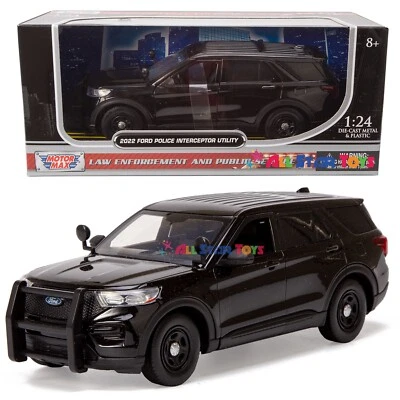 2022 Ford Explorer Police Diecast 1:24 Motormax Unmarked Sleek Top BLACK 76990 - Image 1 of 4