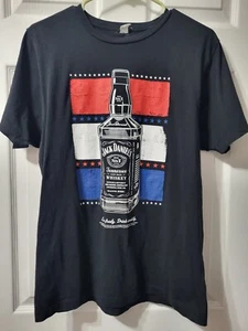 Promo American flag Jack Daniels Old No 7 Black Red White Blue USA T Shirt L - Picture 1 of 11