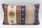 Throw pillow, Oriental Sofa pillow, Ethnic design pillow, 12x20 in Navy