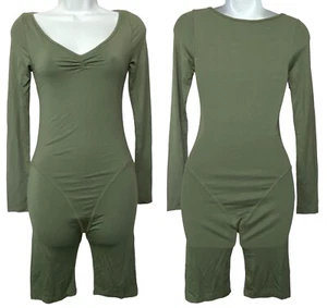 NWT GEEL Ghauri One Piece Bike Shorts Women Sz M Green Romper Long Sleeves 27-10 - Picture 1 of 13