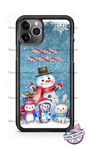 Happy Holiday Penguin Rabbit Phone Case Cover For iPhone 11 Samsung LG Google - Picture 1 of 5