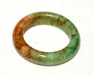 Vintage Chinese Green & Russet Jadeite Jade Ring Sz. 7.25 (GoB) #9 - Picture 1 of 9