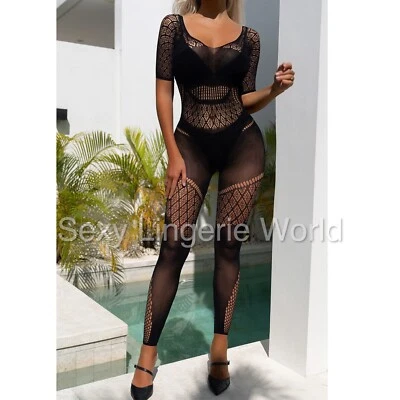 Festive Jumpsuit Body Stocking Sexy Lingerie Suit Underwear Bodysuit Playsuit GL — 第 1/4 张图片