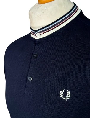 Fred Perry Henley Collar Polo Size M 38" Navy Ska Mod Scooter Casuals Skins Rare - Image 1 of 4