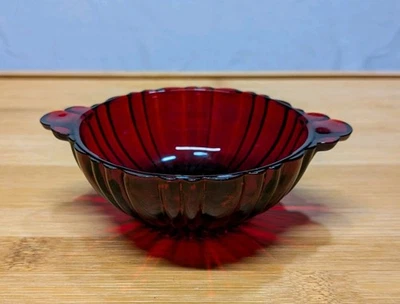 Vintage Anchor Hocking Royal Ruby Red Oyster and Pearl Glass Bowl Handles - Image 1 of 4