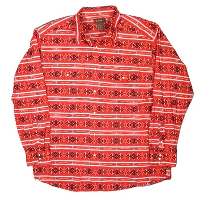 ARIAT Davon Classic Mens XL Snap Front Geometric Aztec Western Shirt Red Cayenne - Image 1 of 4