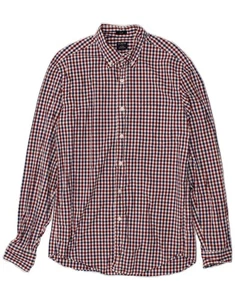 J. CREW Mens Slim Shirt Medium Burgundy Check Cotton CR13 - Picture 1 of 3
