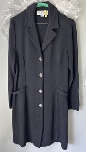 VINTAGE ST JOHN EVENING- Marie Gray DRESS 14 Black Santana Knit USA Dry Cleaned - Picture 1 of 7