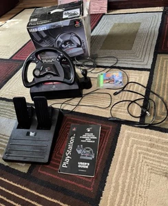 Mad Catz Dual Force Racing Steering Wheel & Pedal for PlayStation W/ 1 PS1 Game - Picture 1 of 11