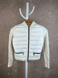 Moncler Womens Puffer Nylon Panelling Wool Zip Cardigan Black Size XS SHRUNK - Picture 1 of 16