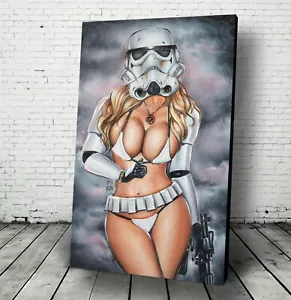 Sexy StormTrooper Star Wars Canvas Art Poster Cosplay blaster Rey leia helmet - Picture 1 of 5
