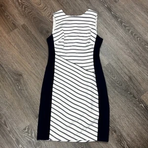 Abito da lavoro Lauren Ralph Lauren senza maniche a righe blu navy taglia 6P - Foto 1 di 7