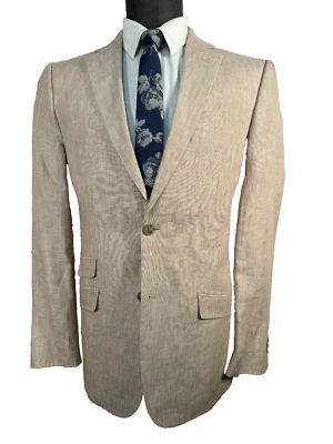 BACHRACH Mens Khaki Tan LINEN SLIM FIT 2 Button Sport Coat Blazer Jacket 40R - Image 1 of 4