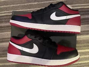 New Nike Air Jordan Retro 1 Low Black/White/Gym Red Sneakers Sz M 12 W 13.5 - Picture 1 of 7