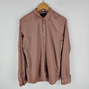 Scotch & Soda Shirt Mens Size L Orange Brown Geometric Print Button Up Slim Fit - Picture 1 of 7