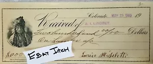 CHEQUE BANCARIO COLORADO 1909 ENRIQUE MICHELETTI - Imagen 1 de 1
