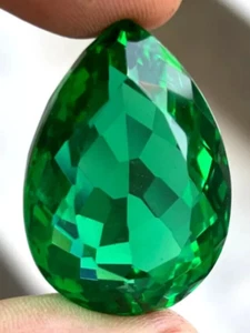 Large 76 Ct+ Green Colombian Emerald Loose Gemstone Pear Cut for Ring & Pendant - Picture 1 of 10