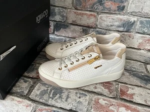 IGI & CO WOMENS AVA WHITE LEATHER TRAINERS SNEAKERS RRP £87