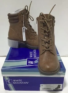 White Mountain Women’s Crazies Combat Boots In Chestnut Smooth Size 7.5 - Picture 1 of 5