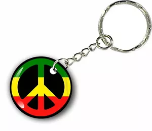 Keychain key ring keyring car rasta flag jamaica rastafarai reggae peace love - Picture 1 of 1