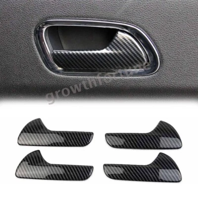 Cubierta de manija de puerta interior 4 piezas moldura de fibra de carbono para Dodge Durango 2011-2020 Foto 1 de 4