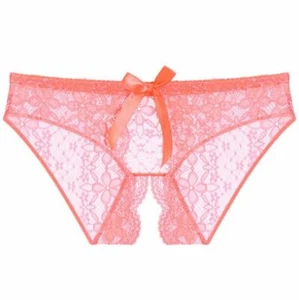 Sexy Womens Cheeky Crotchles Panties Lingeries Lace Sheer Underwear Bow Briefs - Picture 1 of 19